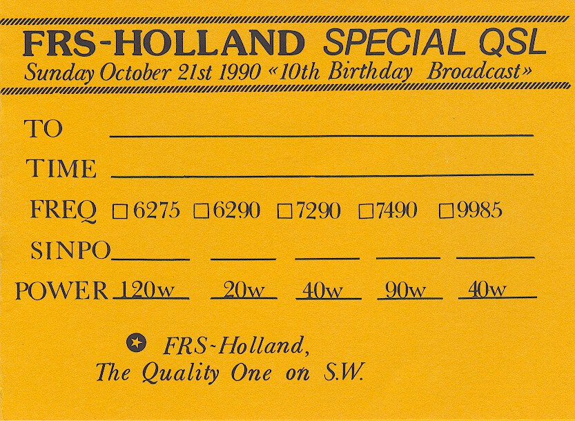 QSL from Series6_10thAnn_back_Oct1990